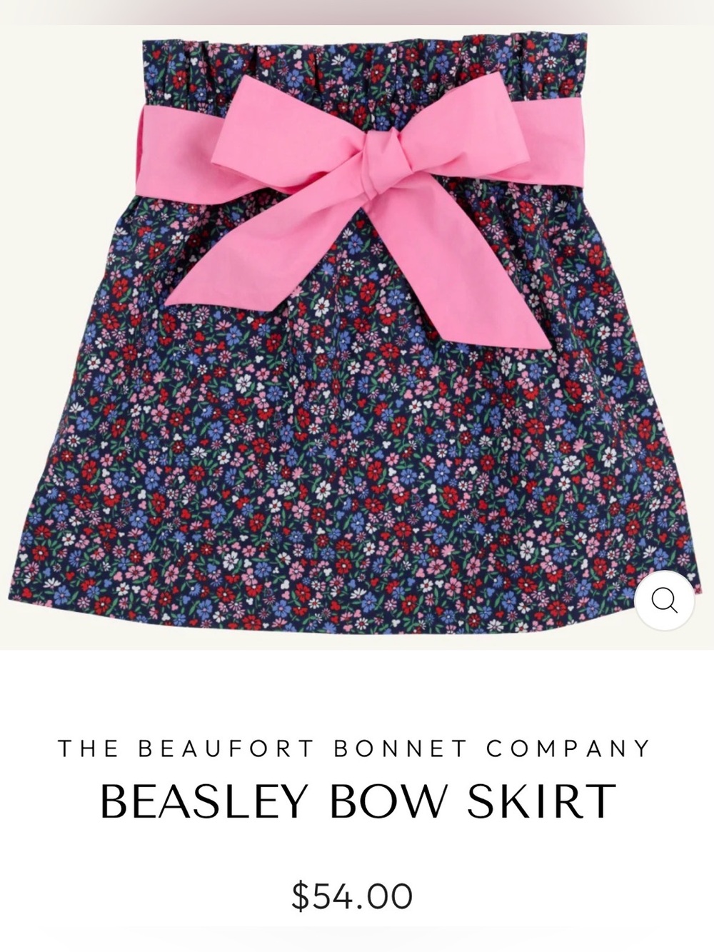 The Beaufort Bonnet Company Beasley Bow Skirt - Navy Floral with Pink Bow size 6